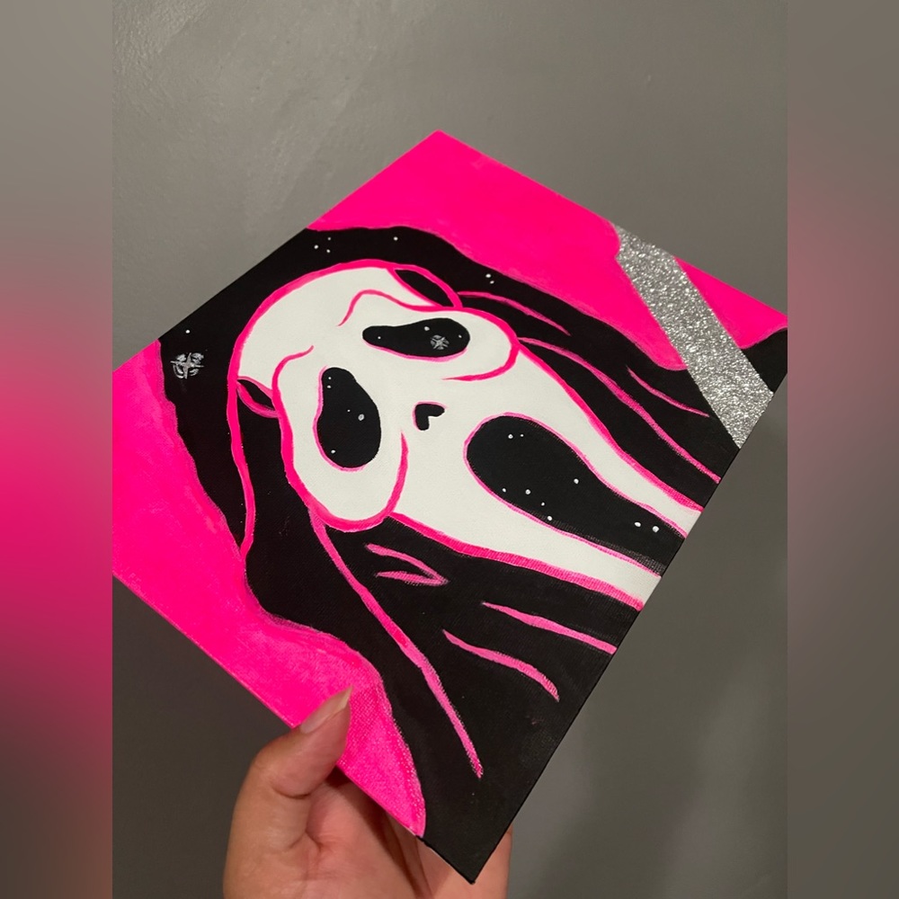 Ghost face painting Black light